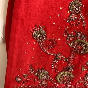 Pants - Flared - Red with Embroidery, Sequins and Beads. Excellent Condition